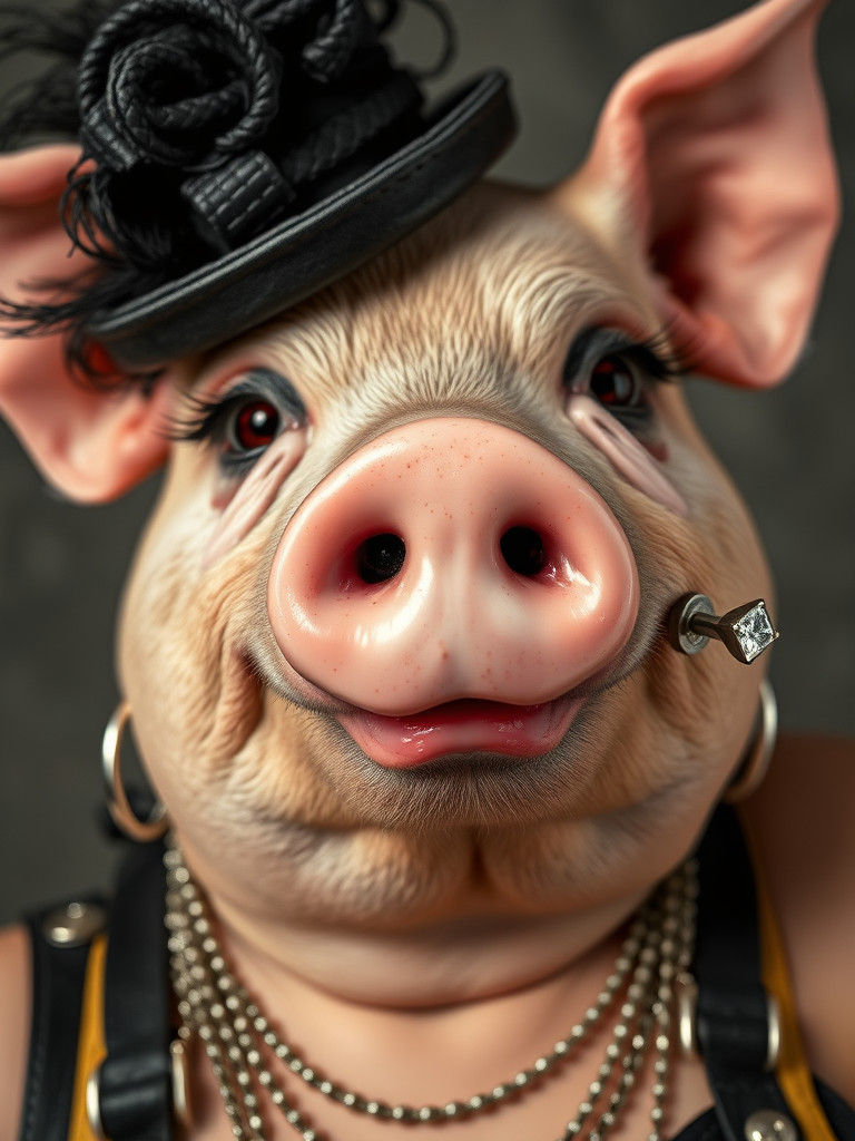 Elegant Punk Pig-Faced Lady Portrait