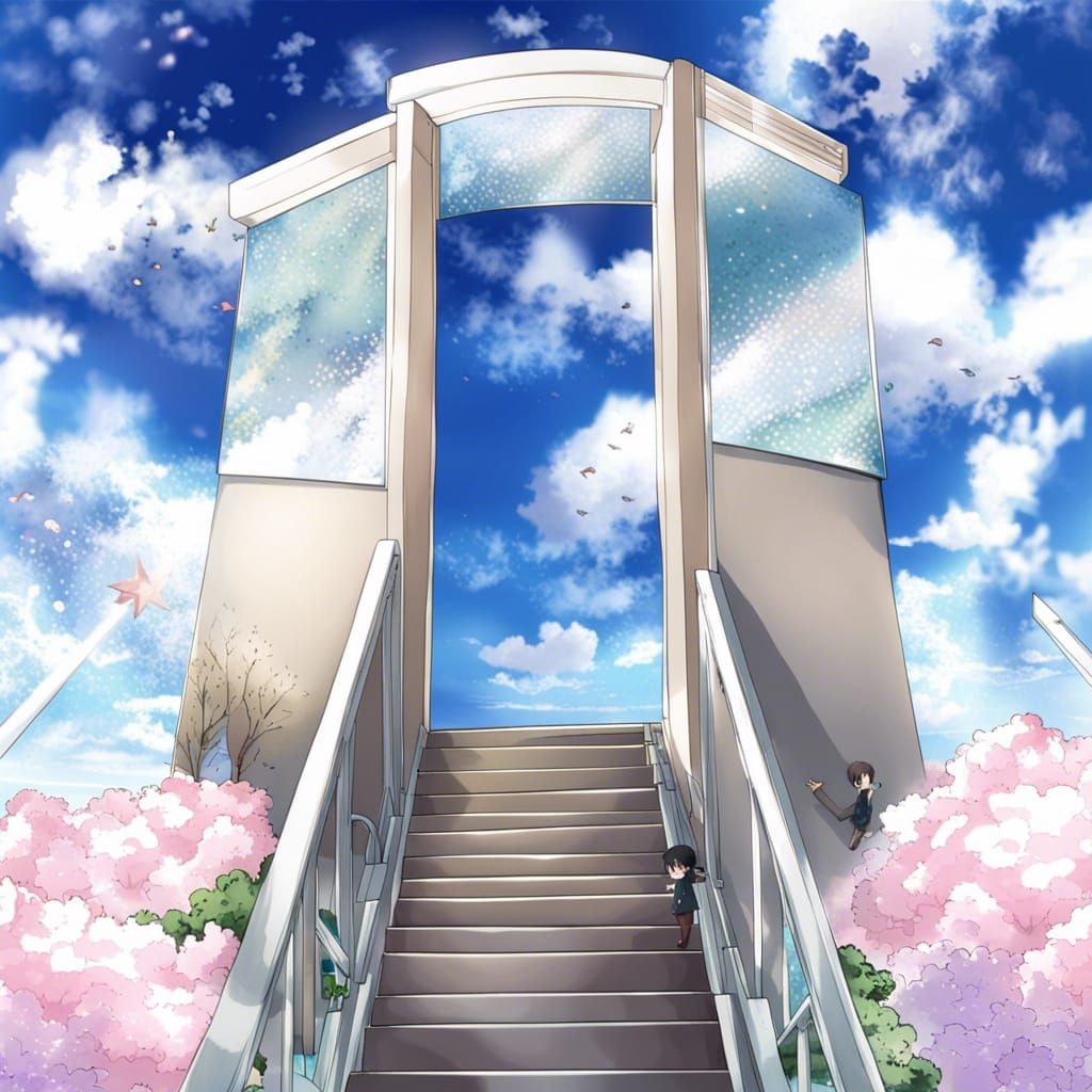 Anime Stairway to Heaven Digital Illustration
