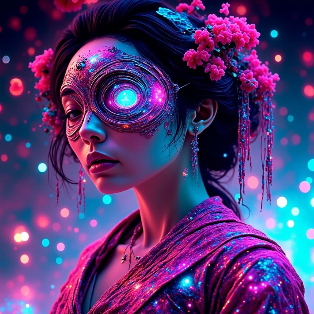 Surreal Cyberpunk Geisha Blends Tradition and Technology