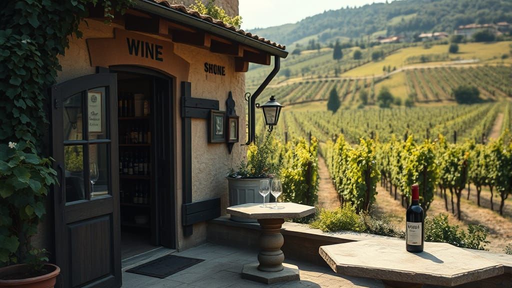 Charming Vineyard Wine Shop in Vintage Style