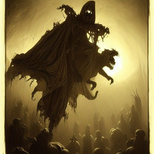 Scary Jack-o'-Lantern in Engraving Style