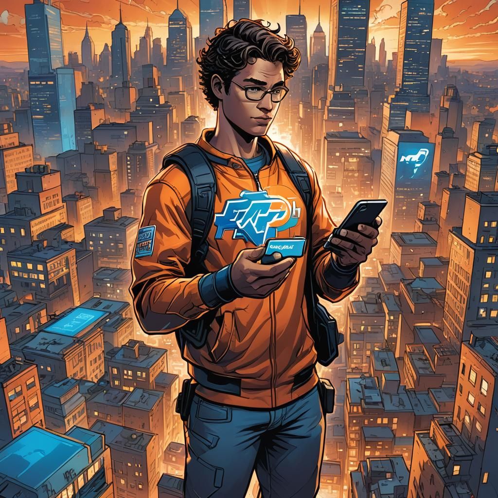 PayPal on Smartphone in Comic Book Art Style