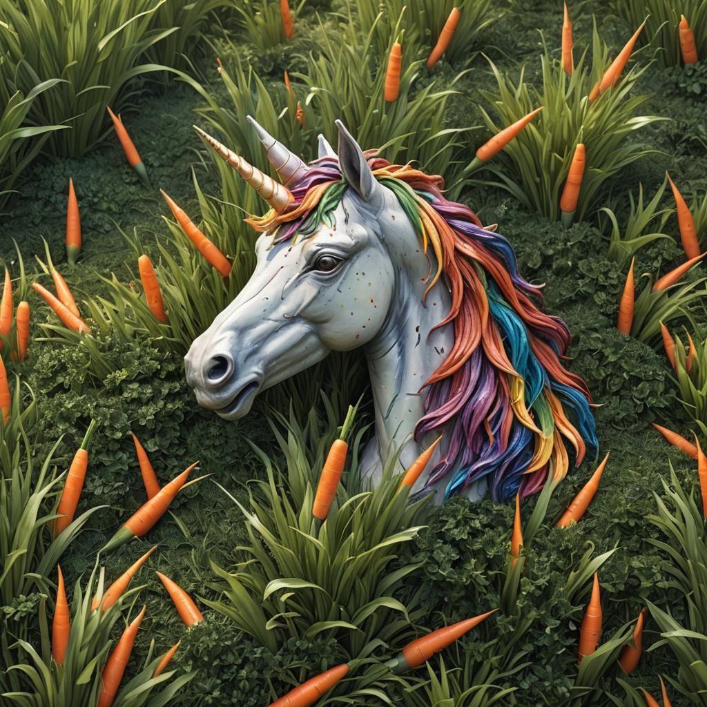 Rainbow Carrot Unicorn Sculpture in Africa