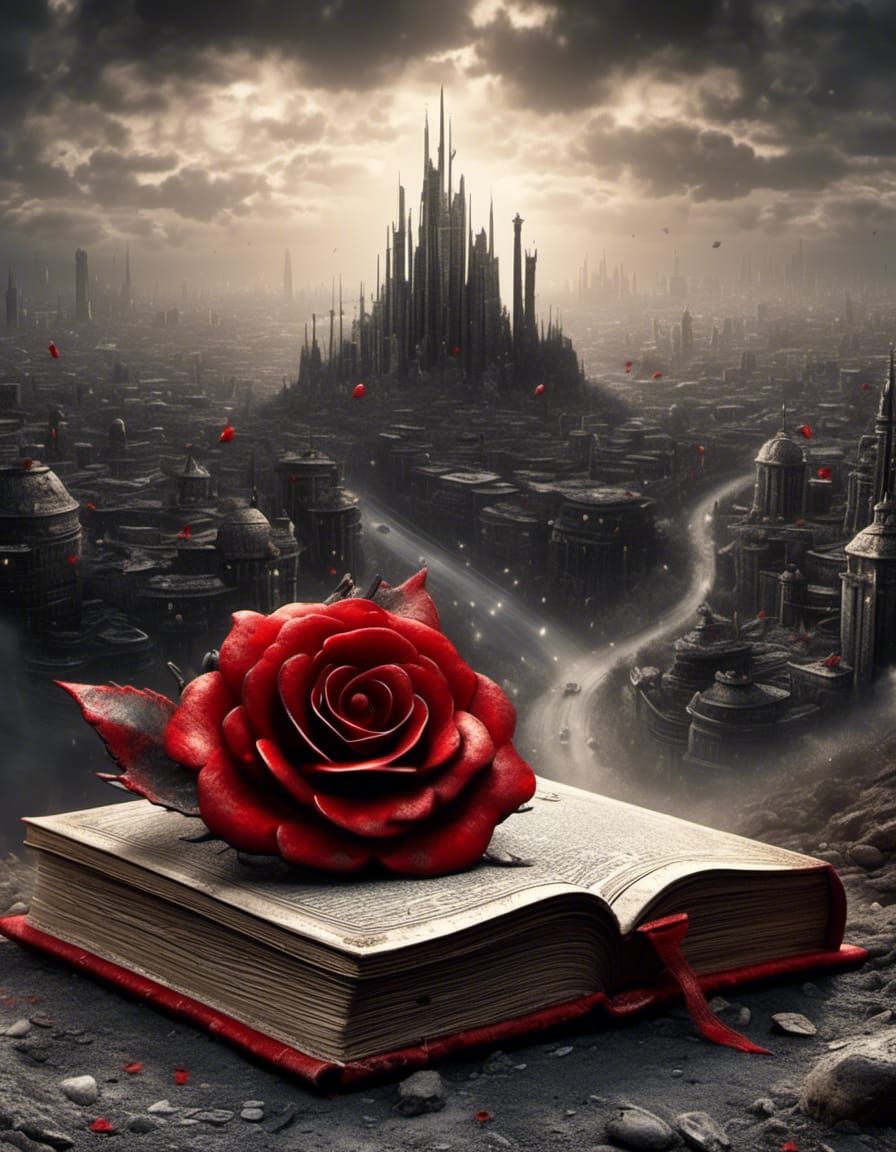 Magical Book Reveals Post-Apocalyptic City with Rose