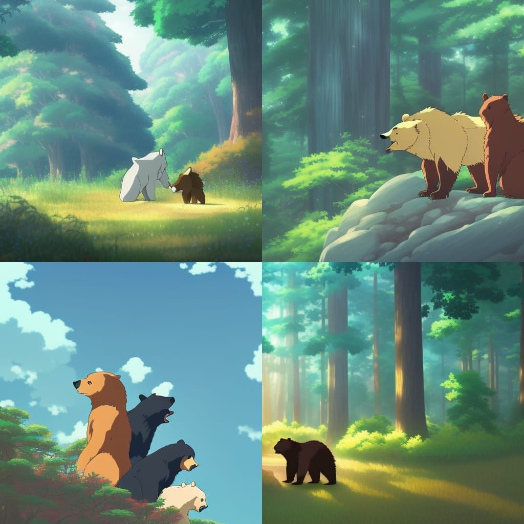 Bears in Anime Style by Makoto Shinkai