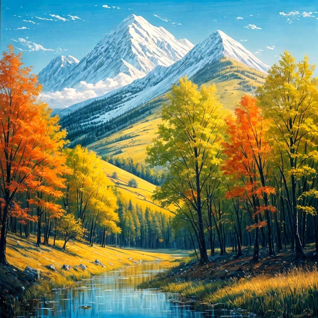 Masterful Landscape Painting with Brushstrokes
