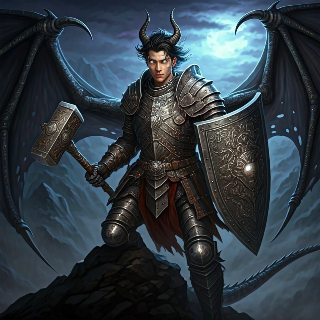 Heroic Knight in Dragon Scales, Ethereal Light, and Lunar Ma...