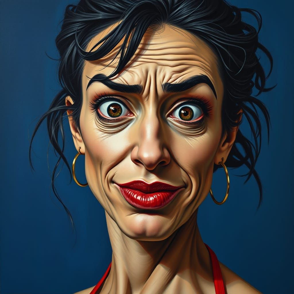 Expressionist Portrait of a Woman with Curious Gaze