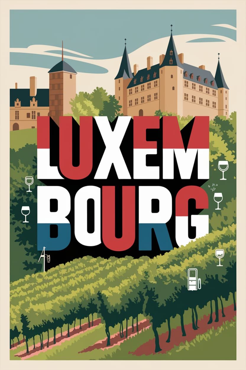 Luxembourg Travel Poster: Digital Art with National Colors