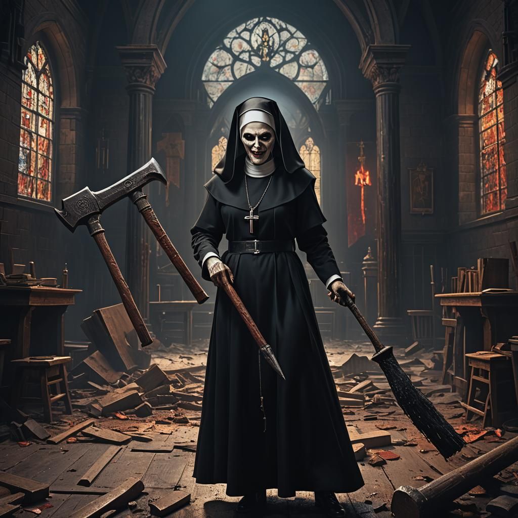 Eerie Nun with Hammer in Horror School