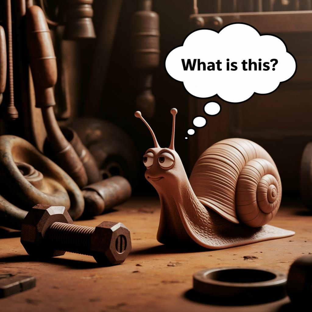 Curious Claymation Snail Wonders About Bolt
