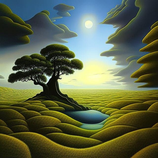 Surreal Multilevel Worlds Digital Illustration