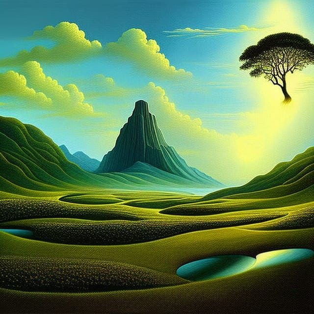 Surreal Multilevel Worlds Painting in Digital Art Style