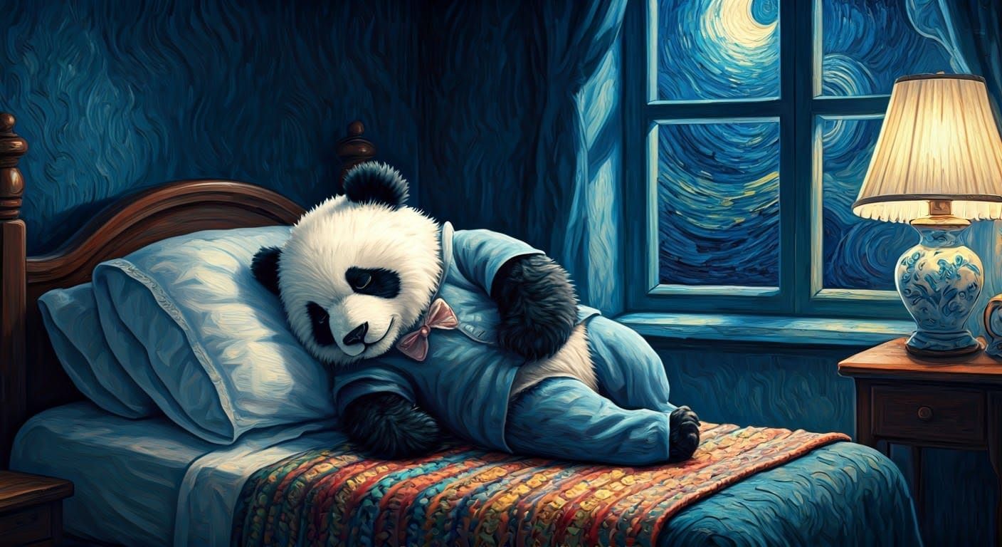 Whimsical Panda in Cozy Dreamscape
