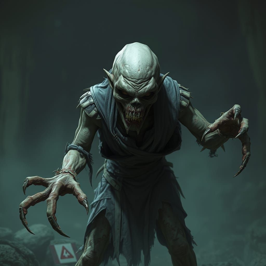 Undead Creature in Dystopian Anime Art Style