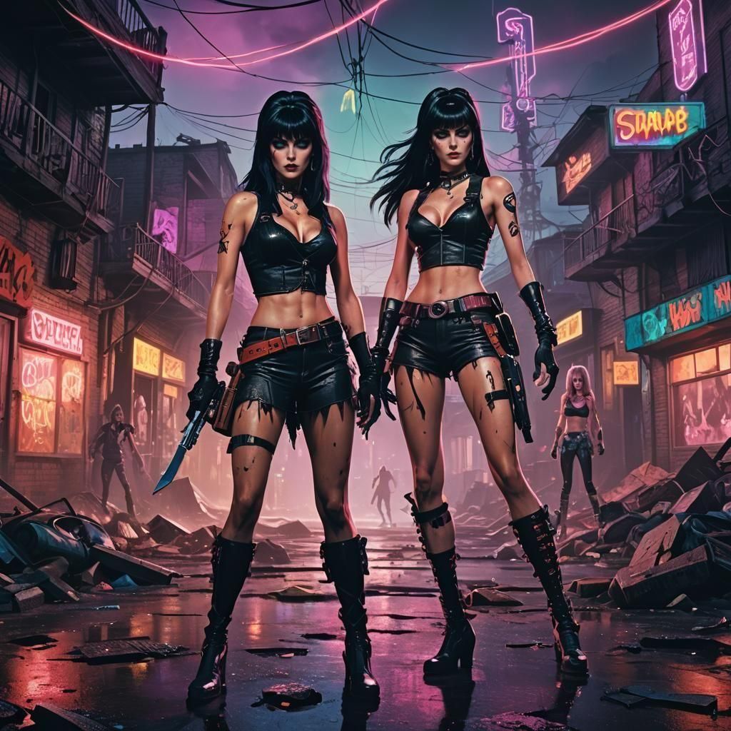 Heroines Battle Demogorgons in Dark Fantasy Art