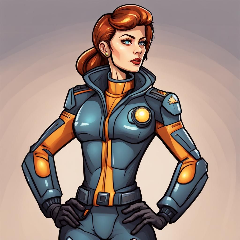 Cartoon Sci-Fi Female Captain