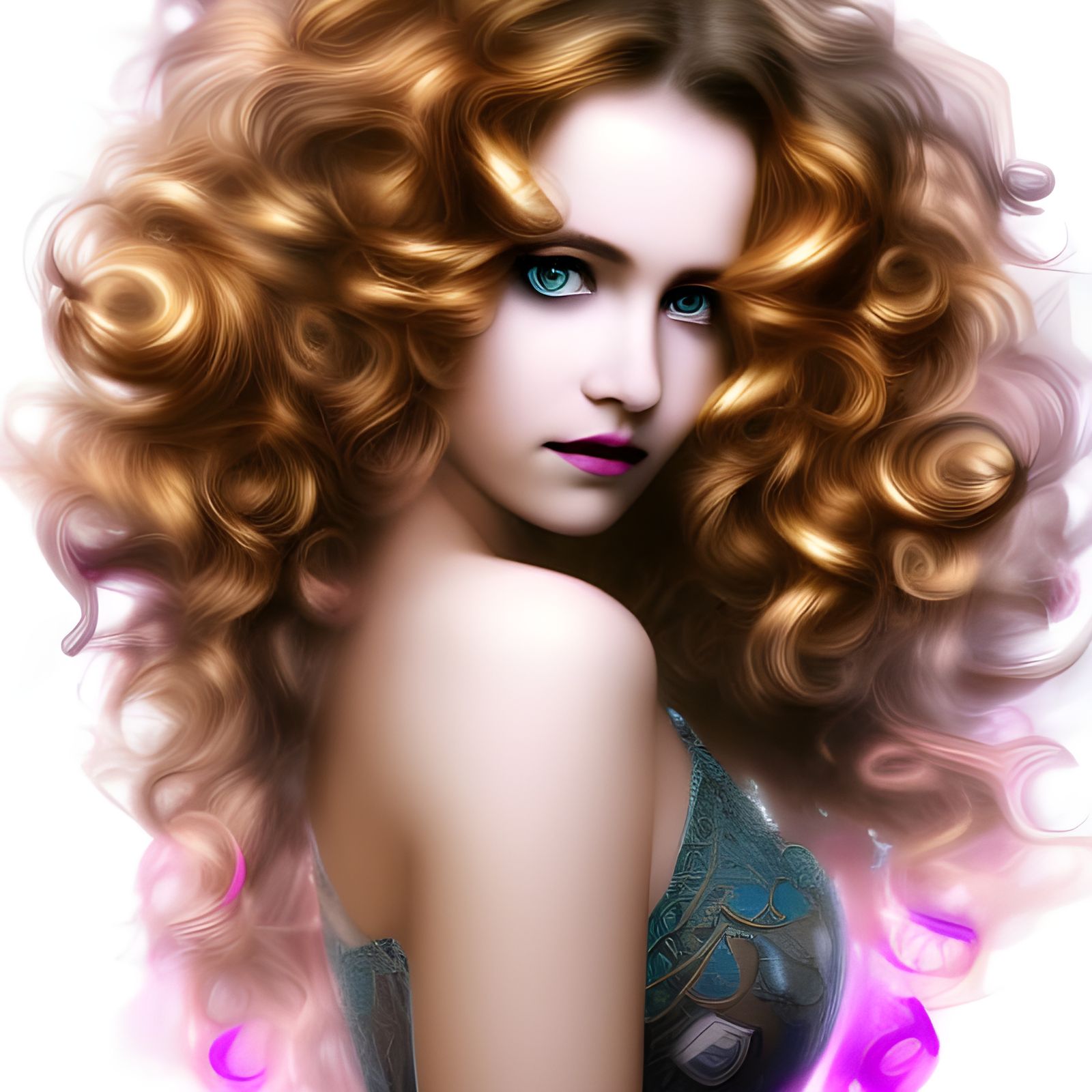 Polychromatic Airbrush Artwork: Queen of Curly Hair