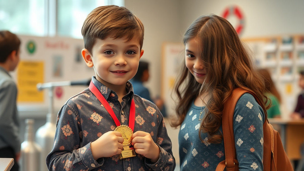 Child's Humble Gratitude After Science Fair Win