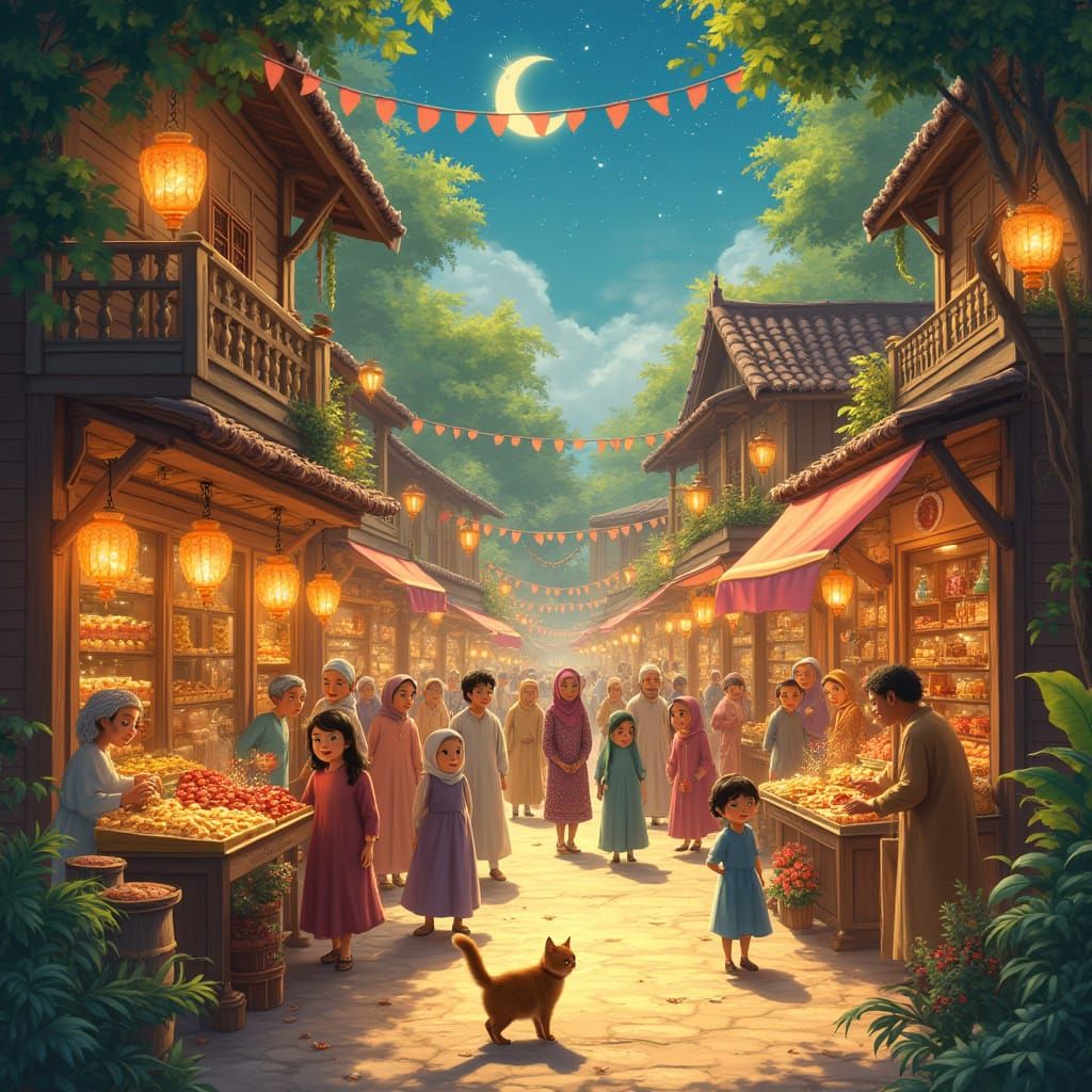 Whimsical Eid ul-Fitr Celebration in a Quaint Village, Studi...