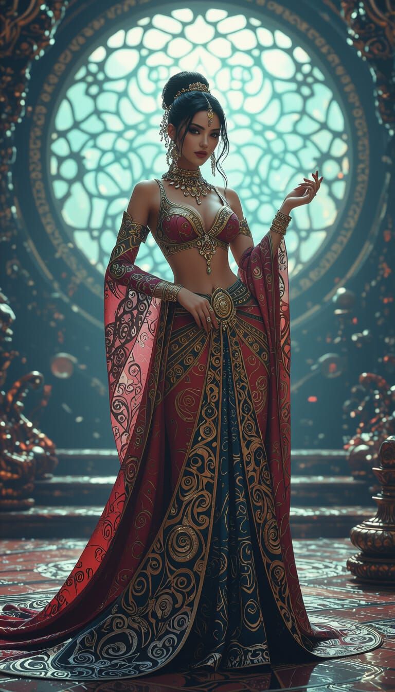 Elegant Woman in Mystical Setting, 3D CGI Render