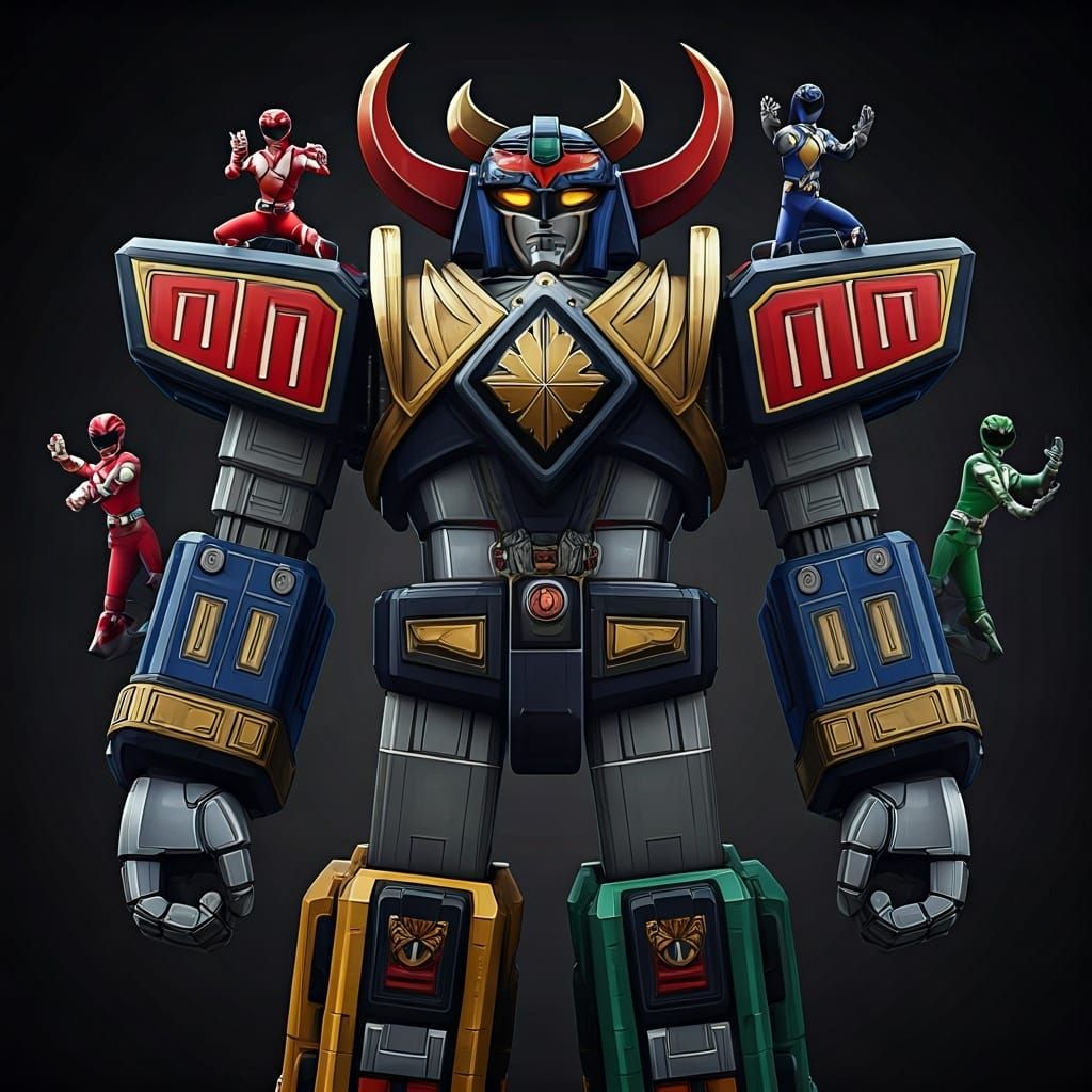 Power Rangers Pilot the Thunder Megazord Robot