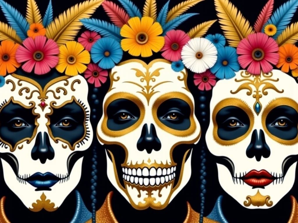 Dia de los Muertos Carnival Mask in Klimt Style