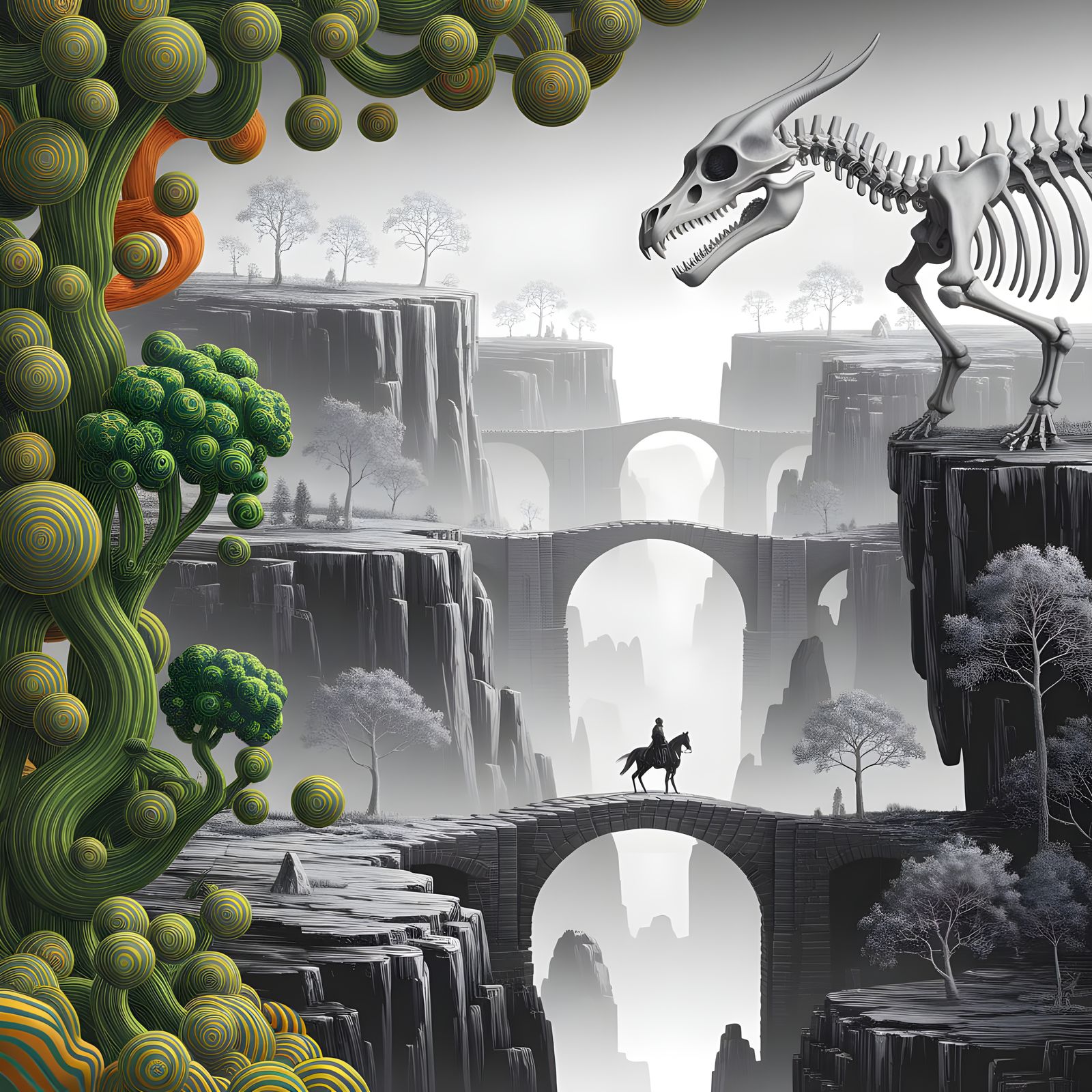 Surreal Fantasy Landscape in Psychedelic Style