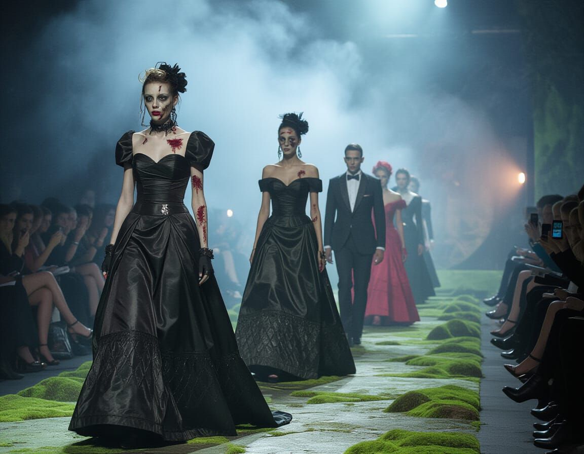 Zombie Fashion Show: Eerie Runway in Cinematic Style