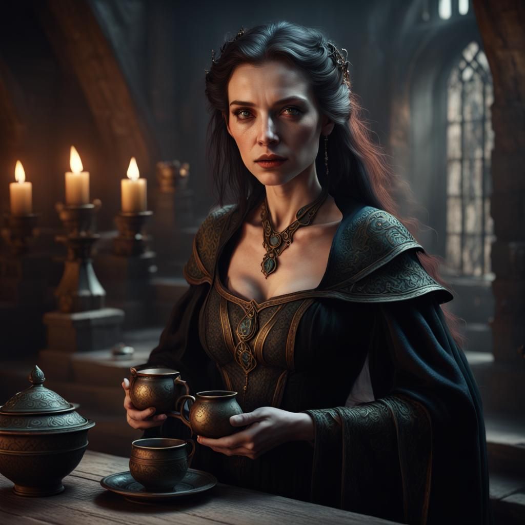 Morgan le Fay in Dark Medieval Style
