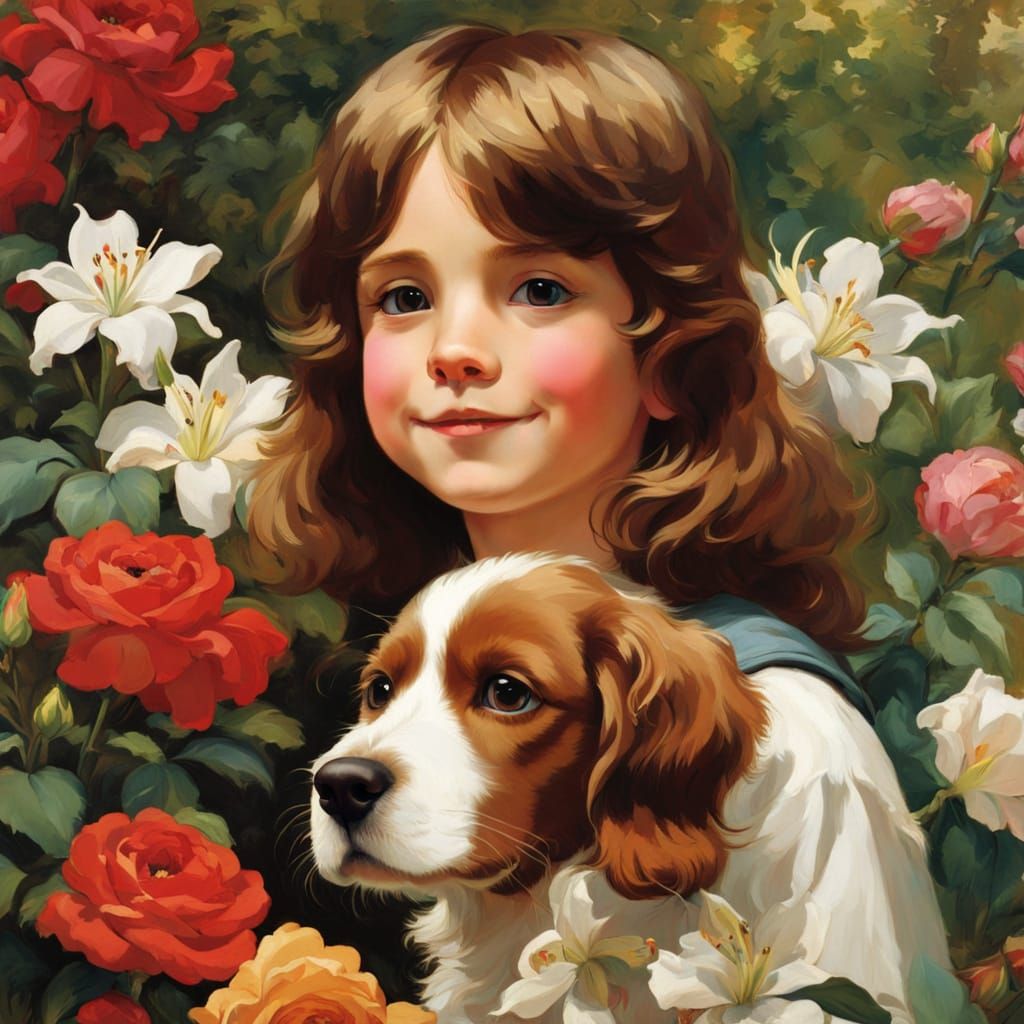 Sunny Garden Scene in Anime Style