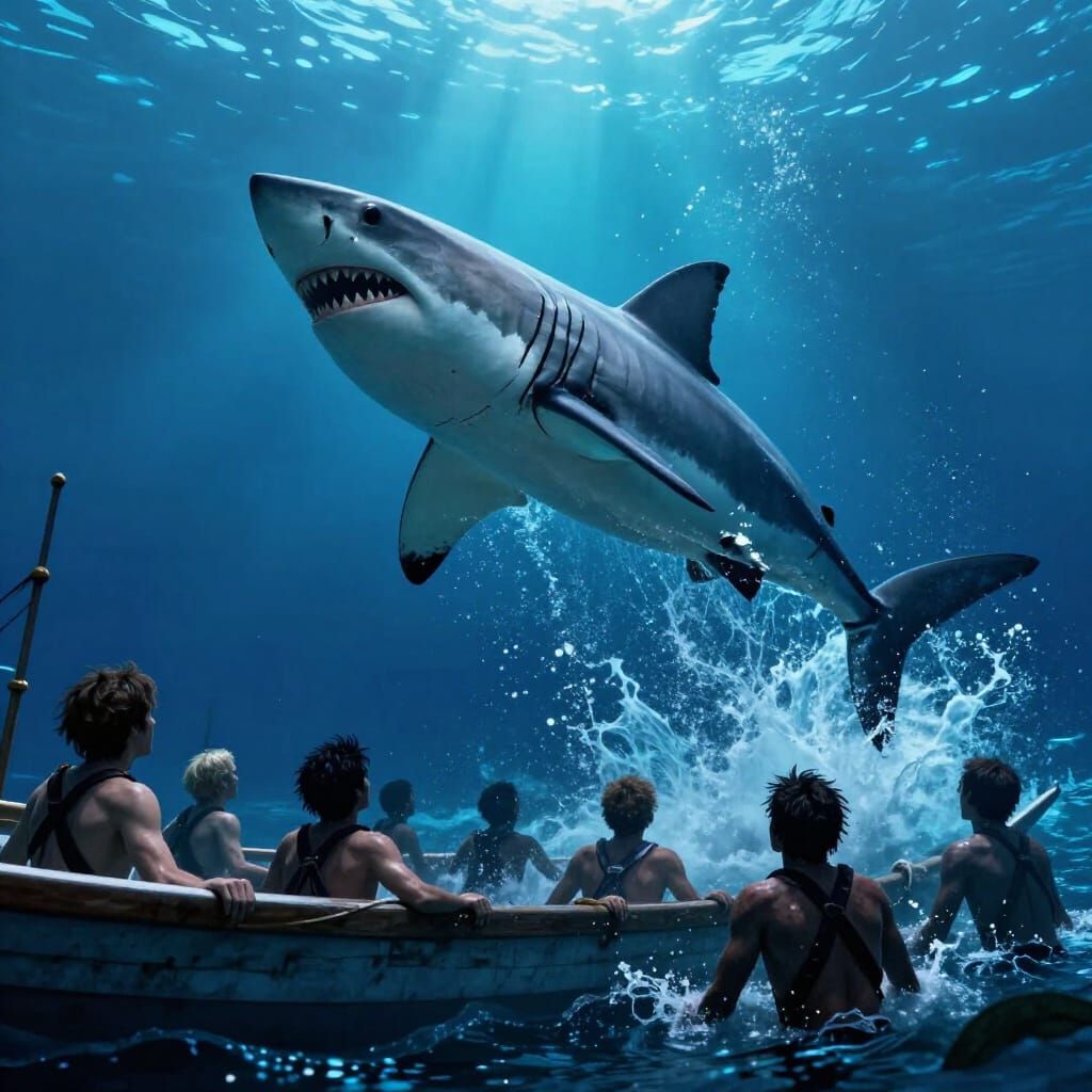 Great White Shark Attacks Avatar Boat in Bioluminescent Glow