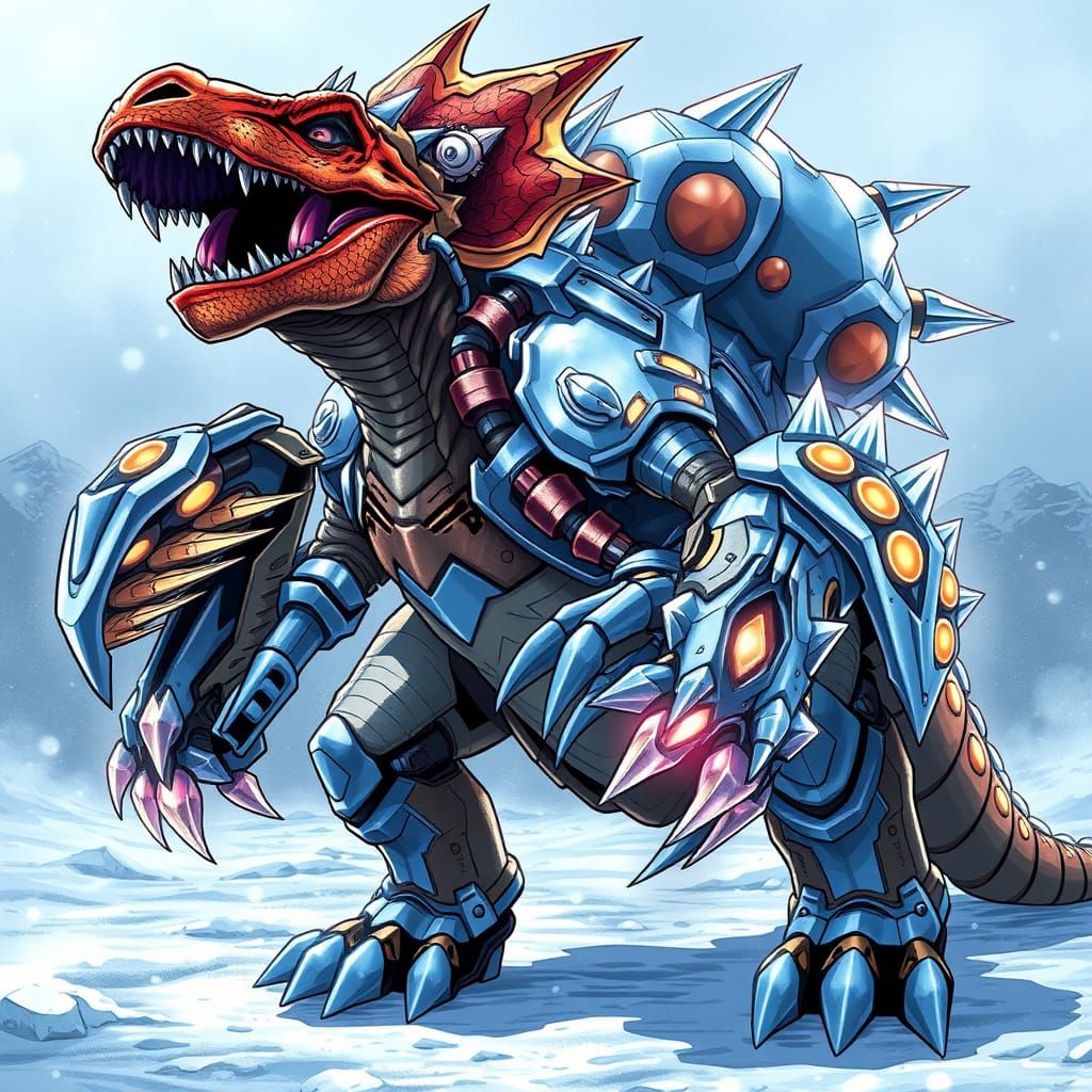Digital Beast with Ice-Tipped Tyrannosaurus and Triceratops ...