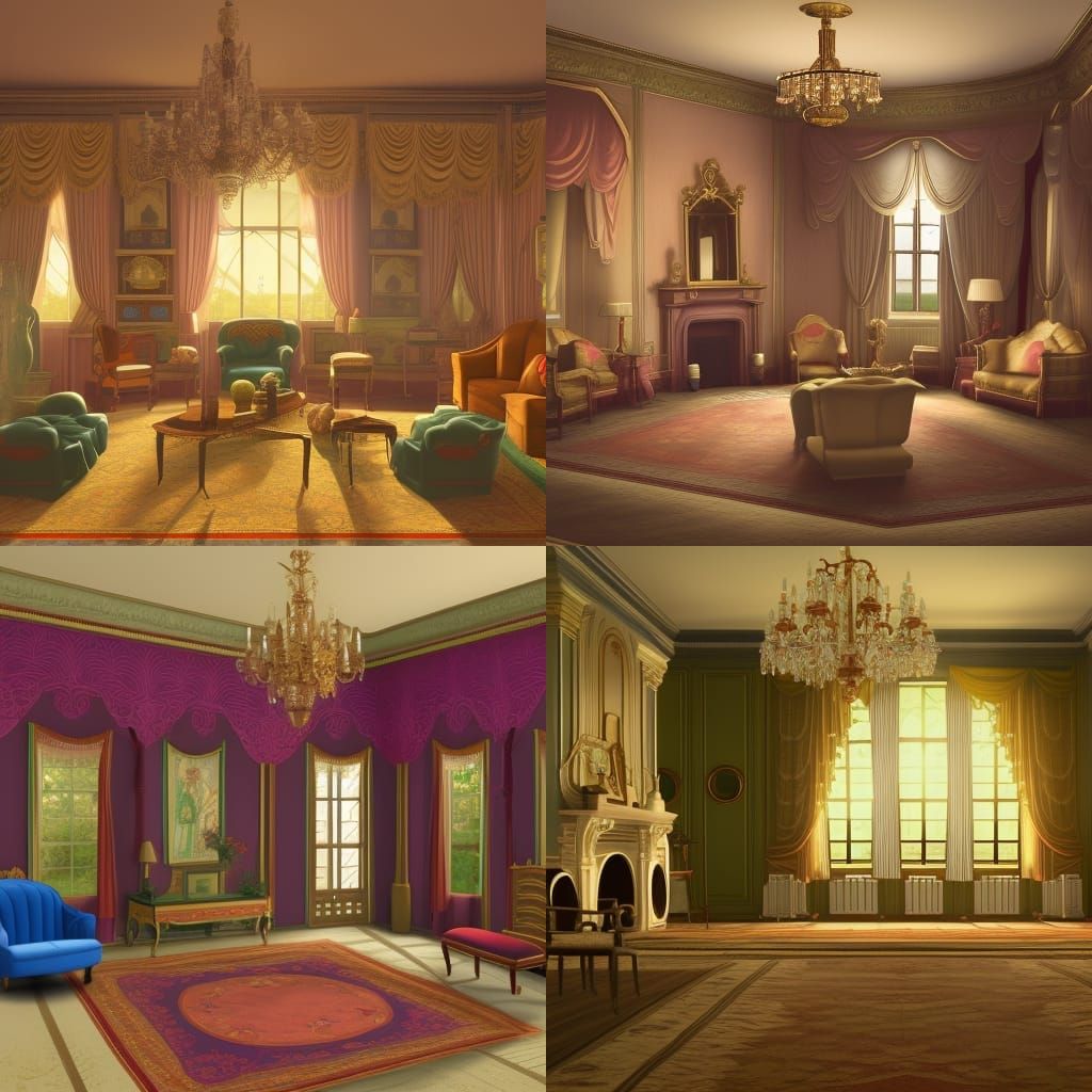 Regency England Drawing Room in 3D Digital Art