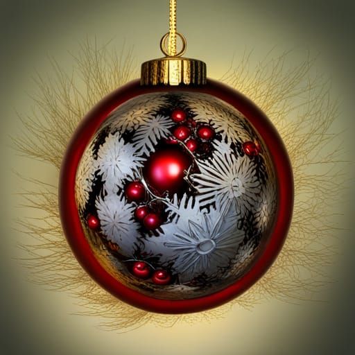 Forest Foraged Spherical Christmas Ornament, Hyperrealistic ...