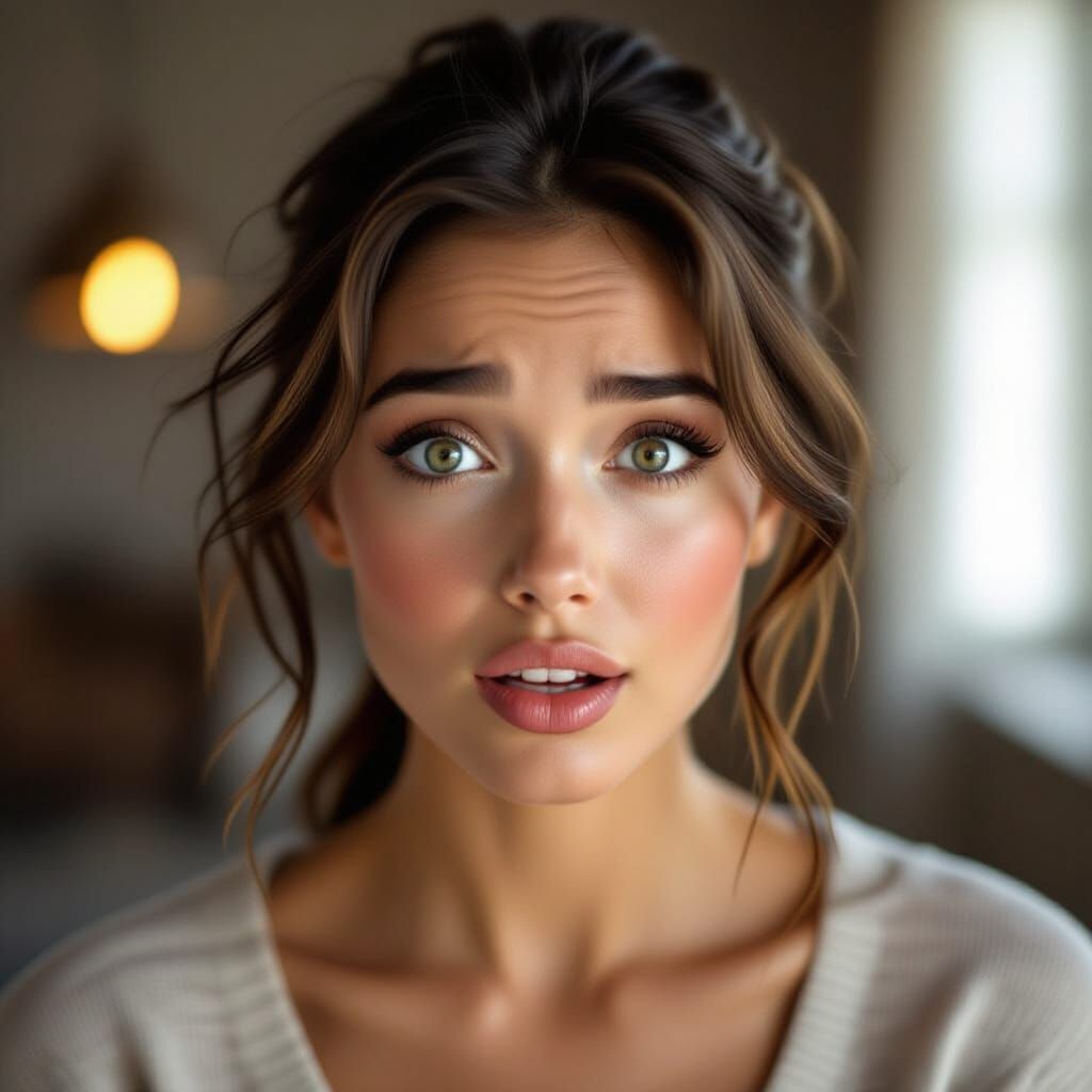 Candid Moment: Woman Expressing Surprise in 8K