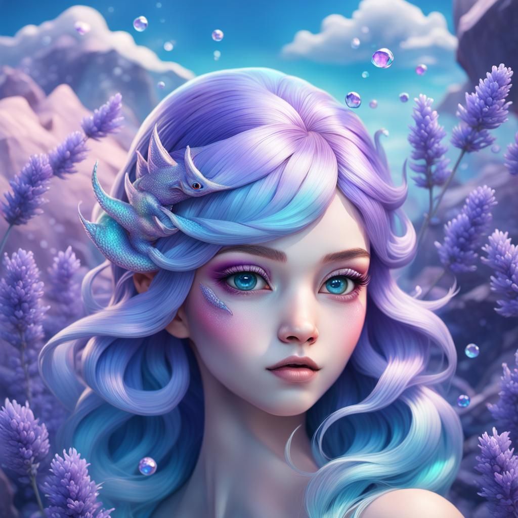 Iridescent Siren with Mario Tattoos in 3D Anime Art