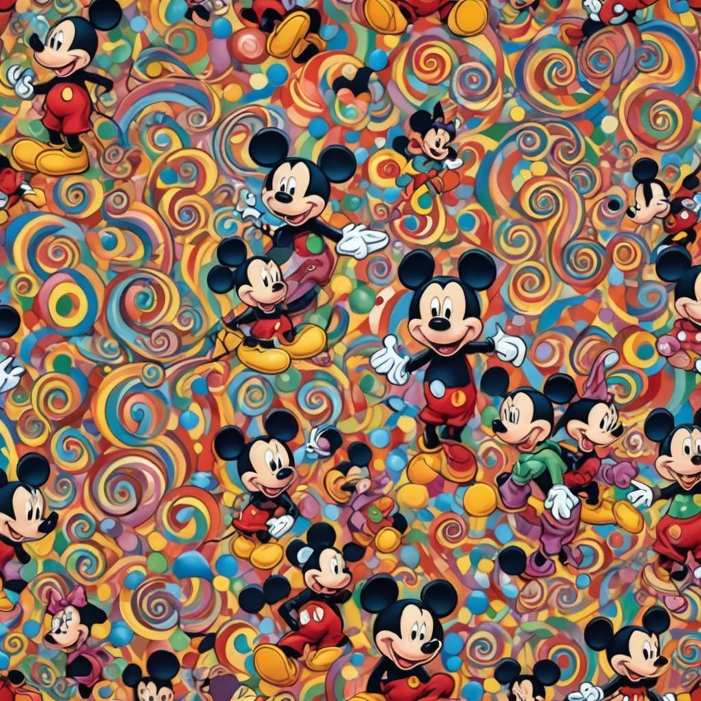 Mickey Mouse in Vibrant Candyland Gouache