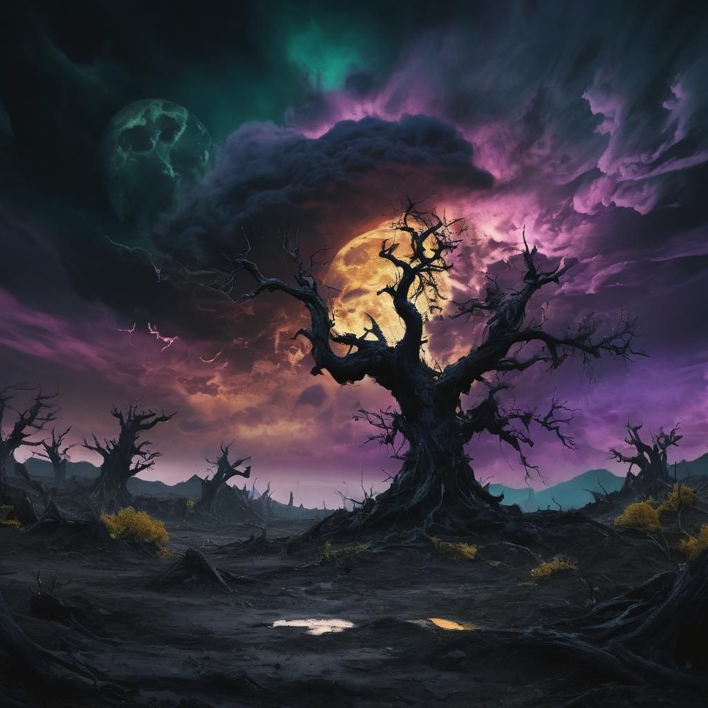 Apocalyptic Wasteland Engulfed by Death Cloud