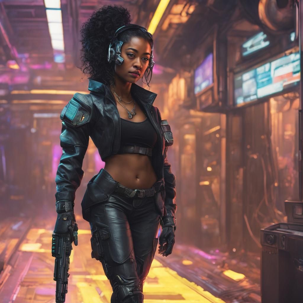 Young Woman in Cyberpunk Style