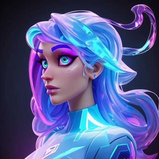 Fortnite Girl in Holographic Cosmic Art Style