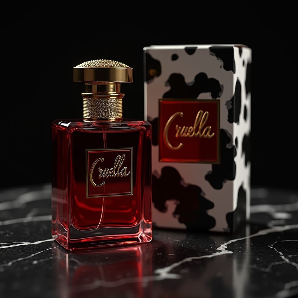 Luxurious Art Deco Perfume Bottle in Deep Red Glass with Gol...