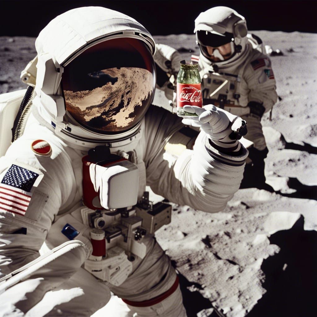 Astronaut Enjoys Coca-Cola on the Moon