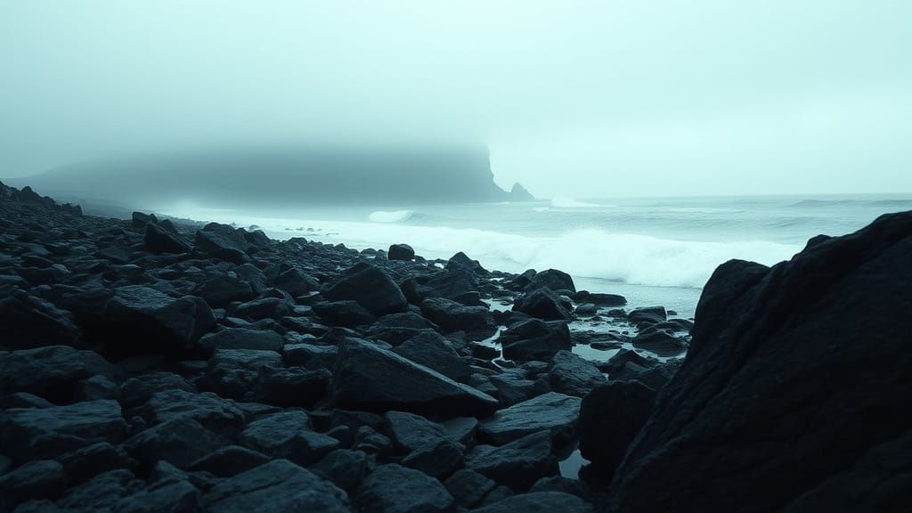 Dramatic Storm Waves Crashing on Rocky Shore