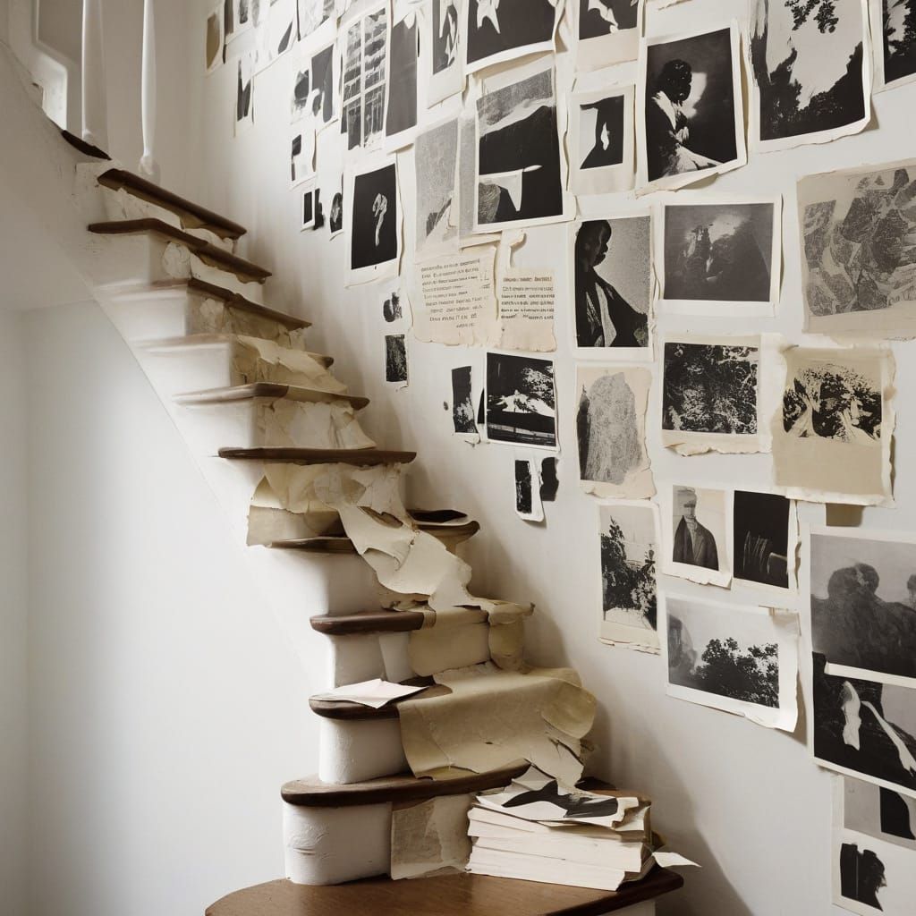 Minimalist Stairwell Collage with Shadow Play