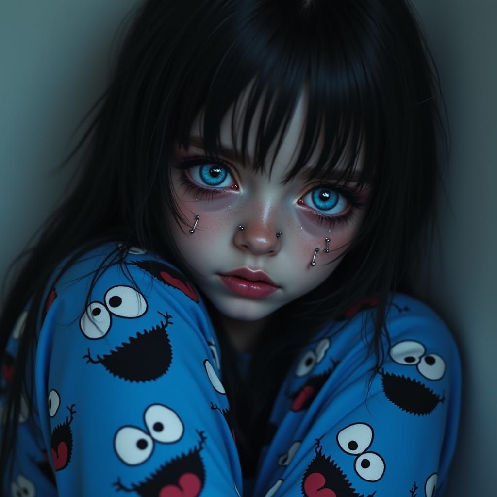 Goth Girl Portrait in Moody, Cinematic Style