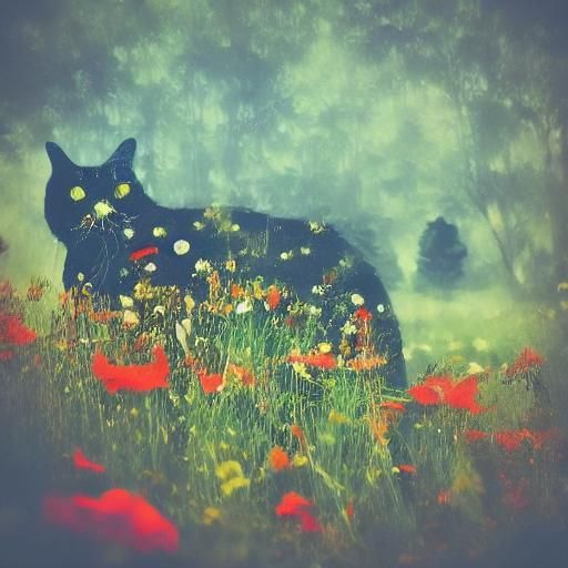 Day of the Dead Cat Silhouette Double Exposure