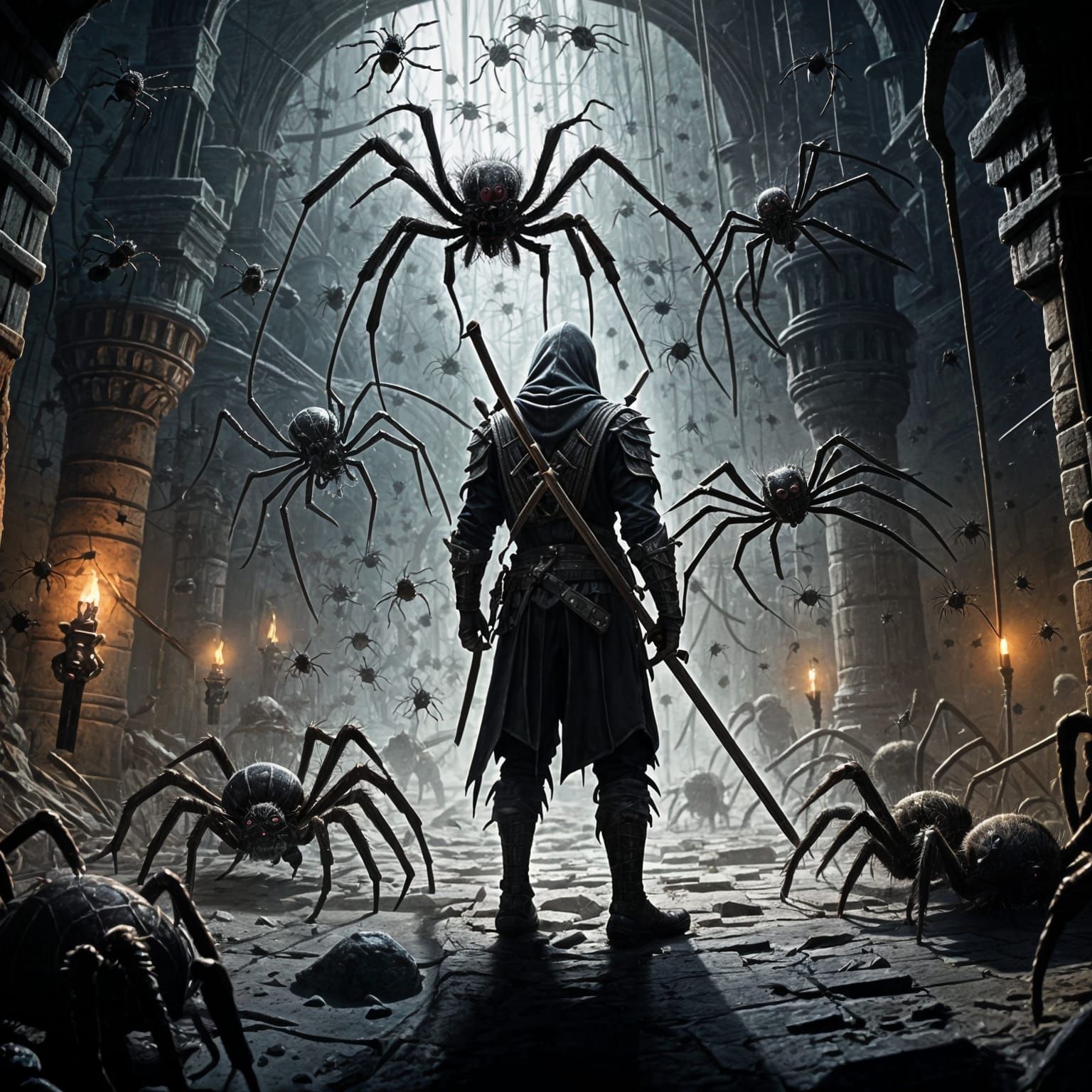 Dungeon Swarming with Spiders and Flies
