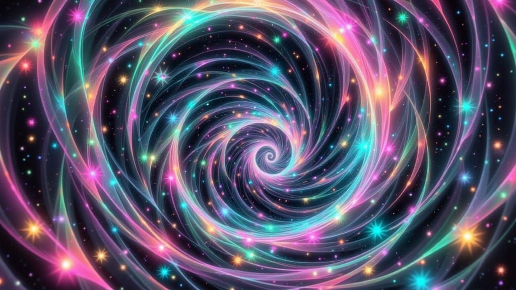 Iridescent Vortex Tunnel in Abstract Expressionist Style