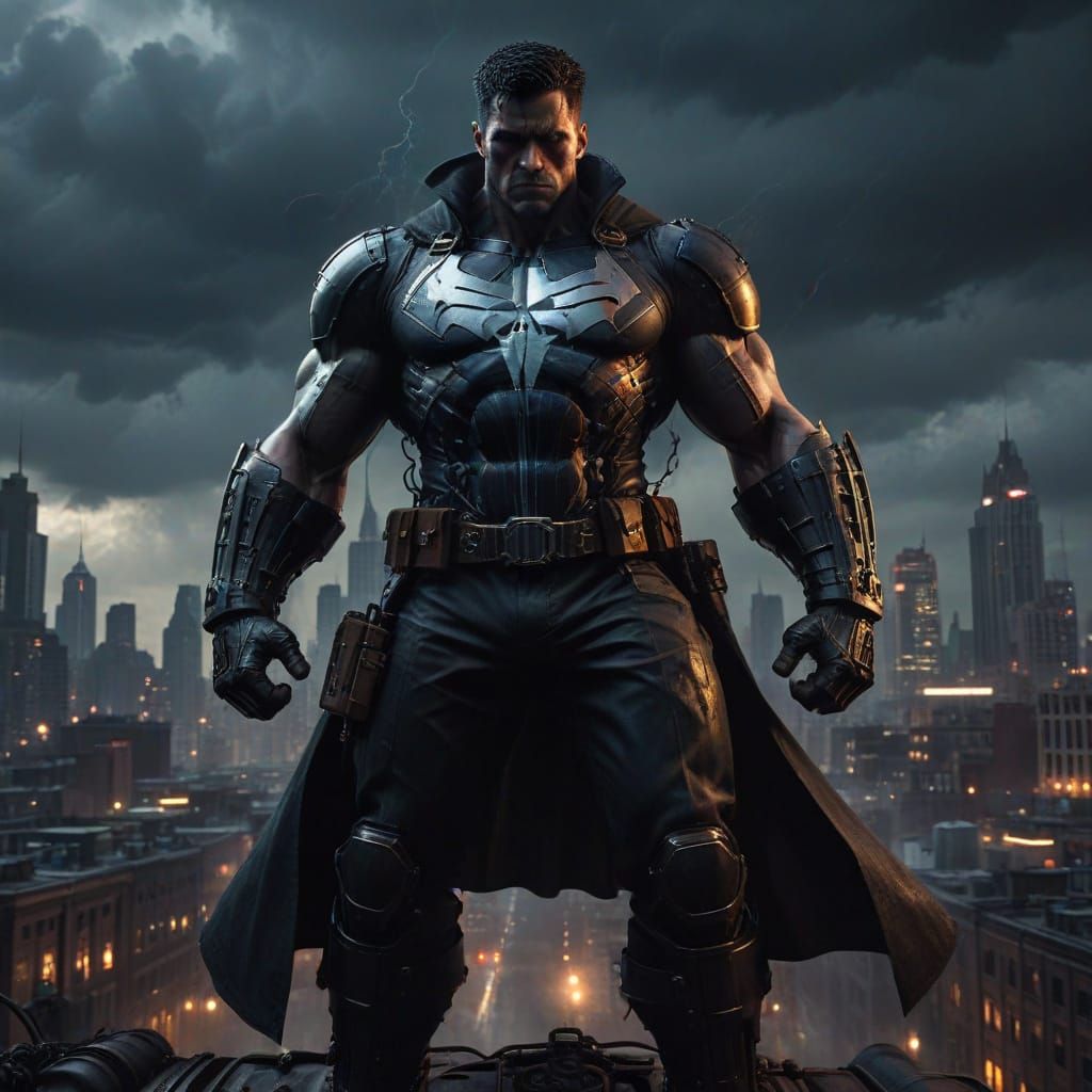 Heroic Vigilante Dominates Gothic Cityscape in Dynamic Steam...
